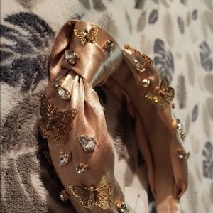 Aldo Metallic Butterfly Embellished Silk Headband